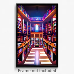 Pixel Art Poster - Prestigious Library (8 Bit Psychedelic Video Game Print)