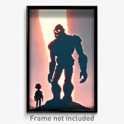 Pixel Art Poster - Lonely Giant (8 Bit Psychedelic Trippy Video Game Print)