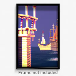 Pixel Art Poster - Nautical Ramparts (8 Bit Psychedelic Trippy Video Game Print)