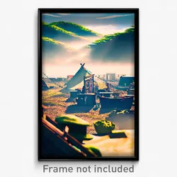 Pixel Art Poster - Faraway Encampment (8 Bit Psychedelic Video Game Print)