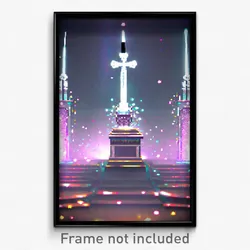 Pixel Art Poster - Sparkling Tomb (8 Bit Psychedelic Trippy Video Game Print)