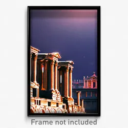 Pixel Art Poster - Unkempt Roman Architecture (8 Bit Video Game Print)