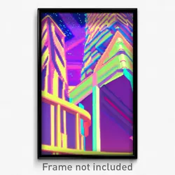 Pixel Art Poster - Glitchy Anime Architecture (8 Bit Video Game Print)