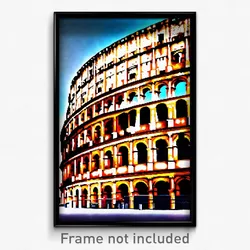 Pixel Art Poster - Beautiful Colosseum (8 Bit Psychedelic Video Game Print)