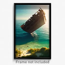 Pixel Art Poster - Simple Sea Wreck (8 Bit Psychedelic Trippy Video Game Print)