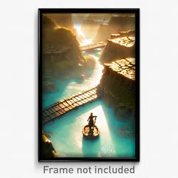 Pixel Art Poster - Ancient Crossing (8 Bit Psychedelic Trippy Video Game Print)