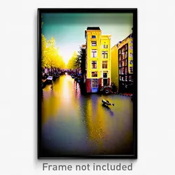 Pixel Art Poster - Yellow Amsterdam (8 Bit Psychedelic Trippy Video Game Print)