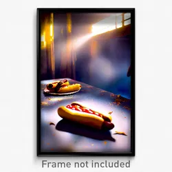 Pixel Art Poster - Tattered Hot Dog (8 Bit Psychedelic Trippy Video Game Print)