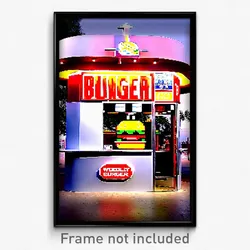 Pixel Art Poster - Worldly Burger Stand (8 Bit Psychedelic Video Game Print)