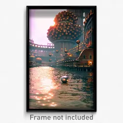 Pixel Art Poster - Spherical Quay (8 Bit Psychedelic Trippy Video Game Print)