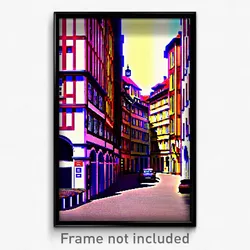 Pixel Art Poster - Flashy European City (8 Bit Psychedelic Video Game Print)
