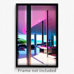 Pixel Art Poster - Modern Island (8 Bit Psychedelic Trippy Video Game Print)