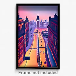 Pixel Art Poster - Puzzling London (8 Bit Psychedelic Trippy Video Game Print)