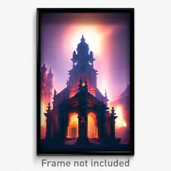 Pixel Art Poster - Mysterious Historical Architecture (8 Bit Video Game Print)