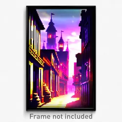 Pixel Art Poster - Wicked Town (8 Bit Psychedelic Trippy Weird Video Game Print)