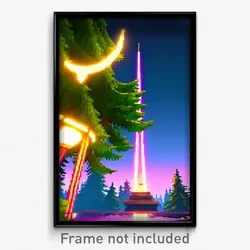Pixel Art Poster - Evergreen Kingdom (8 Bit Psychedelic Trippy Video Game Print)
