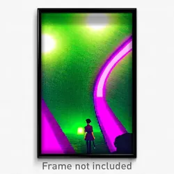 Pixel Art Poster - Green Way (8 Bit Psychedelic Trippy Weird Video Game Print)