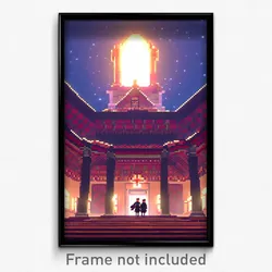 Pixel Art Poster - Faraway Nunnery (8 Bit Psychedelic Trippy Video Game Print)