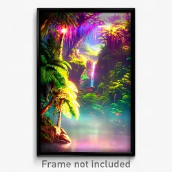 Pixel Art Poster - Dazzling Rainforest (8 Bit Psychedelic Video Game Print)