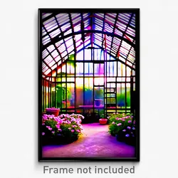 Pixel Art Poster - Exotic Greenhouse (8 Bit Psychedelic Trippy Video Game Print)