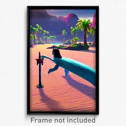 Pixel Art Poster - Far Lagoon (8 Bit Psychedelic Trippy Weird Video Game Print)