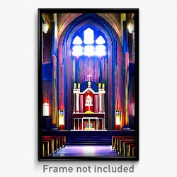 Pixel Art Poster - Lovely Synagogue (8 Bit Psychedelic Trippy Video Game Print)