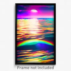 Pixel Art Poster - Colorful Sea (8 Bit Psychedelic Trippy Video Game Print)