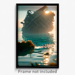 Pixel Art Poster - Hidden Sea Wreck (8 Bit Psychedelic Trippy Video Game Print)