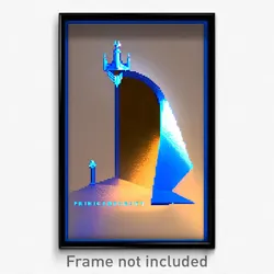 Pixel Art Poster - Blue Principality (8 Bit Psychedelic Trippy Video Game Print)