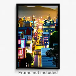 Pixel Art Poster - Thin American Town (8 Bit Psychedelic Video Game Print)