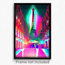 Pixel Art Poster - Glitchy Paris (8 Bit Psychedelic Trippy Video Game Print)