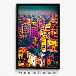Pixel Art Poster - Tremendous Indian City (8 Bit Psychedelic Video Game Print)