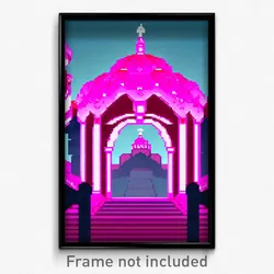 Pixel Art Poster - Pink Kingdom (8 Bit Psychedelic Trippy Video Game Print)