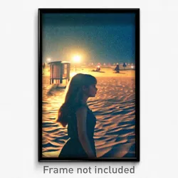 Pixel Art Poster - Dim Beach (8 Bit Psychedelic Trippy Weird Video Game Print)