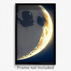 Pixel Art Poster - Detailed Moon (8 Bit Psychedelic Trippy Video Game Print)