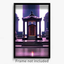 Pixel Art Poster - Small Mausoleum (8 Bit Psychedelic Trippy Video Game Print)