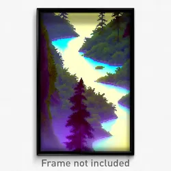 Pixel Art Poster - Acidic Stream (8 Bit Psychedelic Trippy Video Game Print)