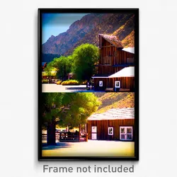 Pixel Art Poster - Mountainous Ranch (8 Bit Psychedelic Trippy Video Game Print)