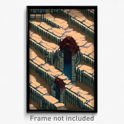 Pixel Art Poster - Complex Burrow (8 Bit Psychedelic Trippy Video Game Print)