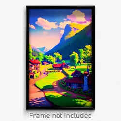 Pixel Art Poster - Shady Valley (8 Bit Psychedelic Trippy Video Game Print)