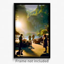 Pixel Art Poster - Bustling Retreat (8 Bit Psychedelic Trippy Video Game Print)