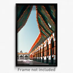 Pixel Art Poster - Agile Mexican Architecture (8 Bit Video Game Print)