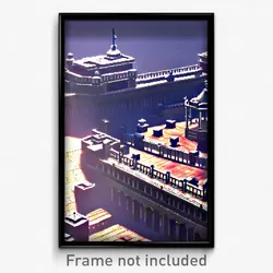 Pixel Art Poster - Silver Fort (8 Bit Psychedelic Trippy Weird Video Game Print)