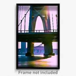 Pixel Art Poster - Flat Bridge (8 Bit Psychedelic Trippy Weird Video Game Print)