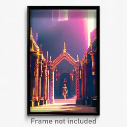 Pixel Art Poster - Stylish Ramparts (8 Bit Psychedelic Trippy Video Game Print)