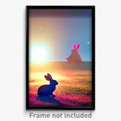 Pixel Art Poster - Peaceful Rabbit (8 Bit Psychedelic Trippy Video Game Print)