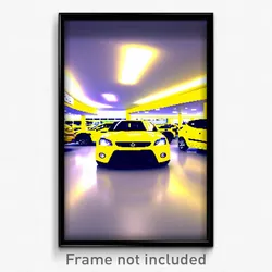Pixel Art Poster - Yellow Car Dealership (8 Bit Psychedelic Video Game Print)