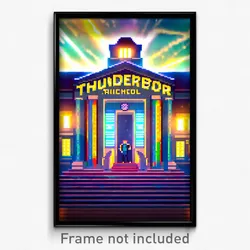 Pixel Art Poster - Thunderous Middle School (8 Bit Psychedelic Video Game Print)