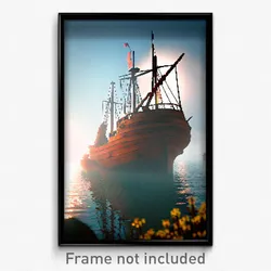 Pixel Art Poster - Curvy Shipwreck (8 Bit Psychedelic Trippy Video Game Print)