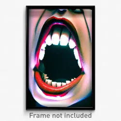 Pixel Art Poster - Gargantuan Mouth (8 Bit Psychedelic Trippy Video Game Print)